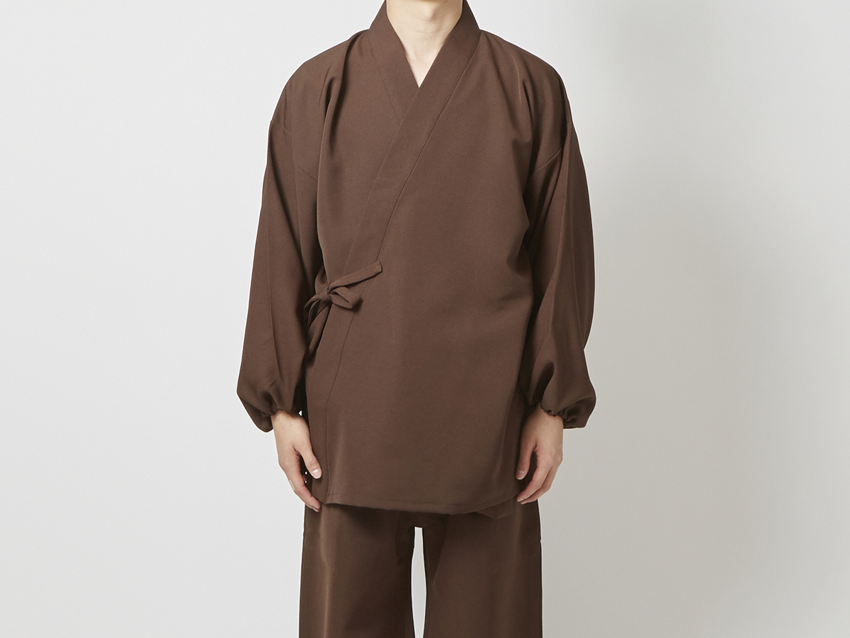 【完売】茶厚地カシミヤドンスキン作務衣LL
