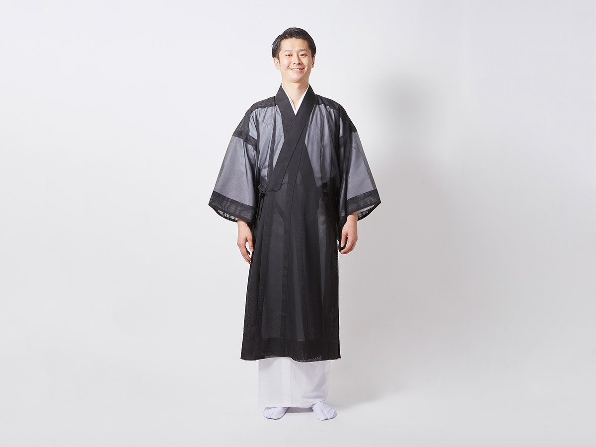 【既製品】 黒双林紗改良服　Ｂ体 （胴回り:86~95cm）