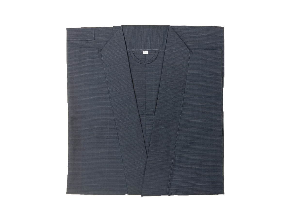 濃鼠厚地白山紬作務衣女性用Ｌ寸