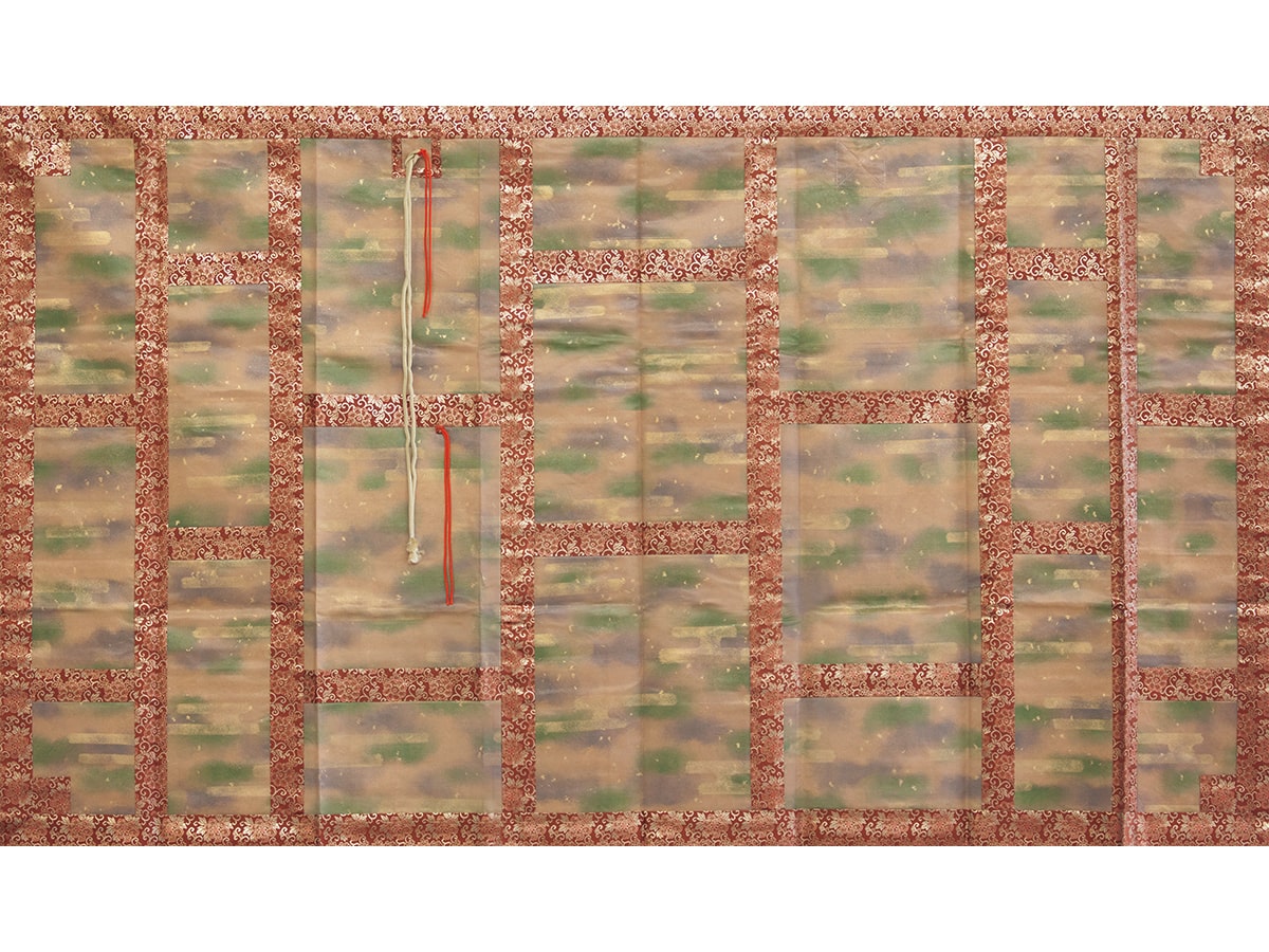 【期間限定セール中！】白茶引箔柄入台レンガ唐草牡丹菊縁金襴地蔵袈裟10割　羽二重裏付