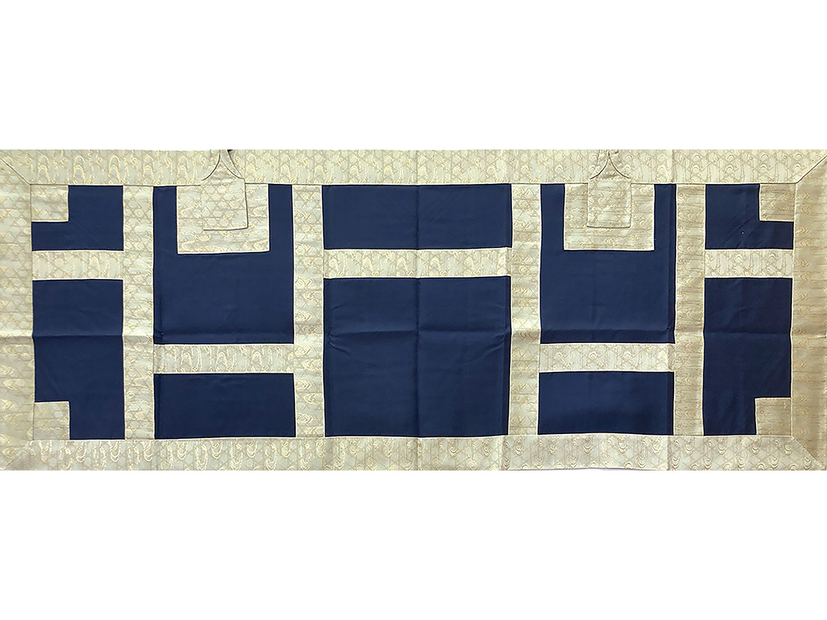 鉄羽二重台青磁金紗カゴメ流水縁割切羽二重裏付