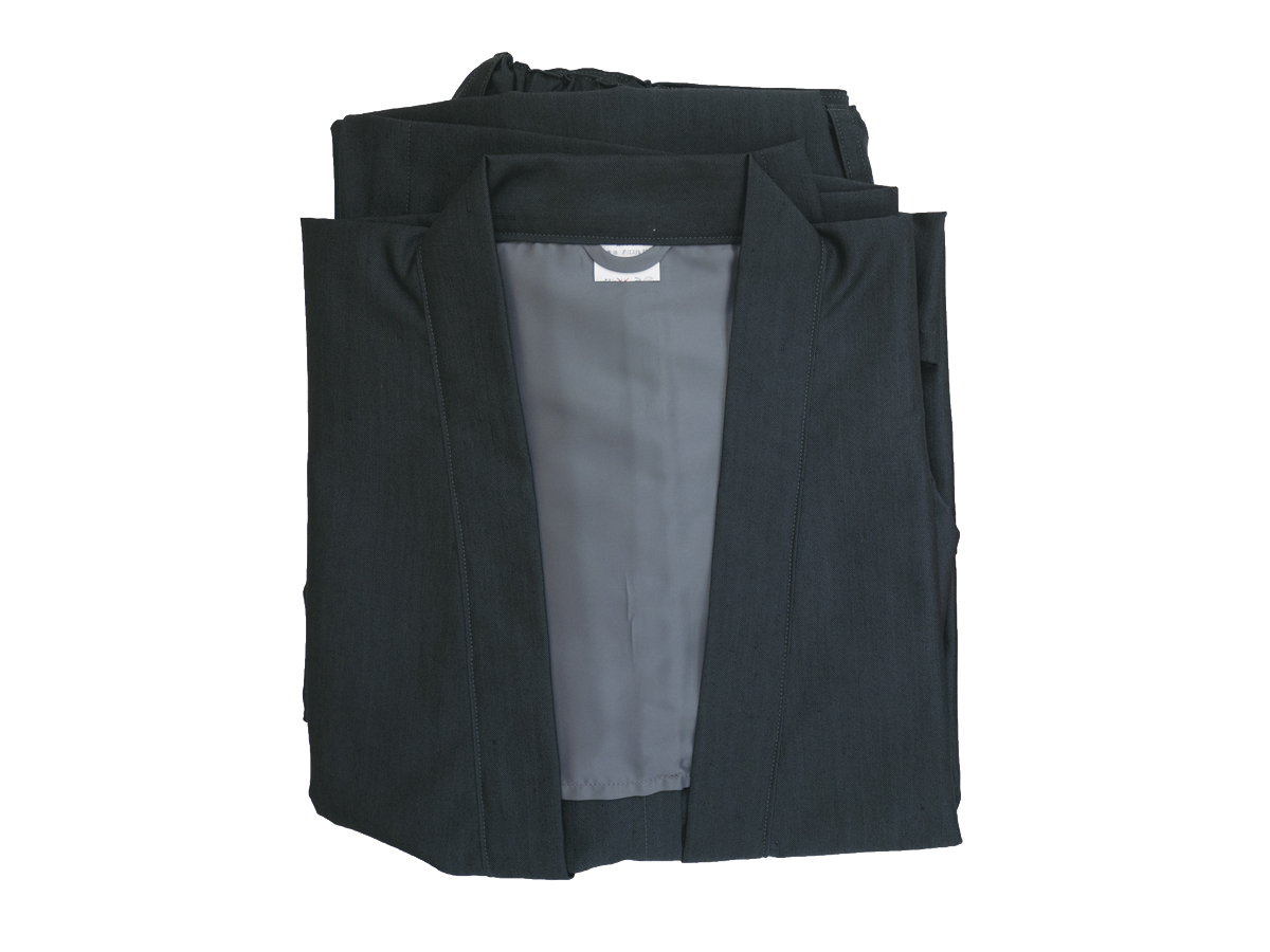 青鼠テトロンウール紬作務衣S（筒袖/筒裾仕様）