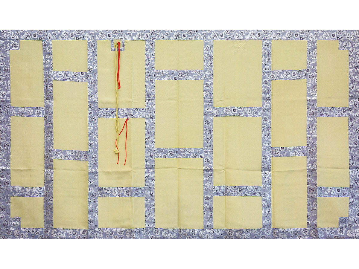 【期間限定セール中！】茶木蘭塩瀬台 鼠藤菱に唐花縁 地蔵袈裟　10割　羽二重裏付