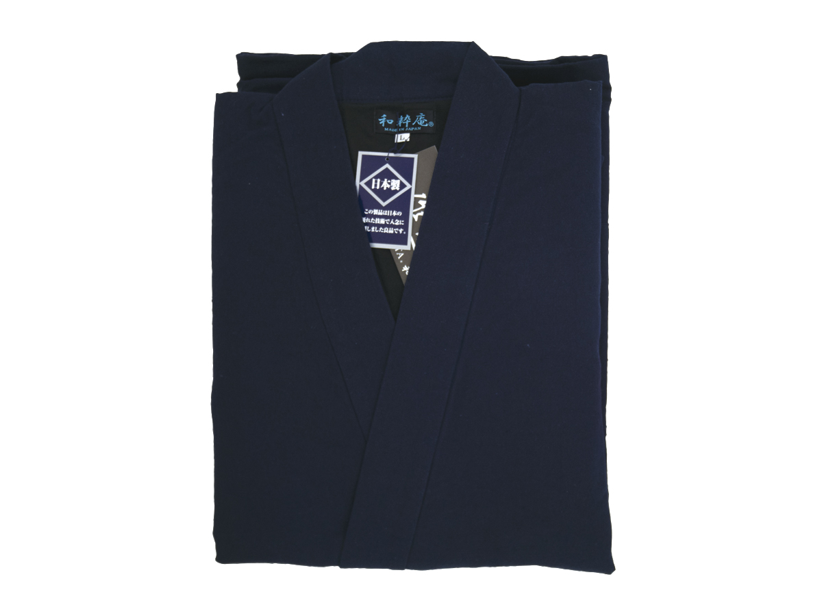 【完売】紺スエード裏付作務衣　L