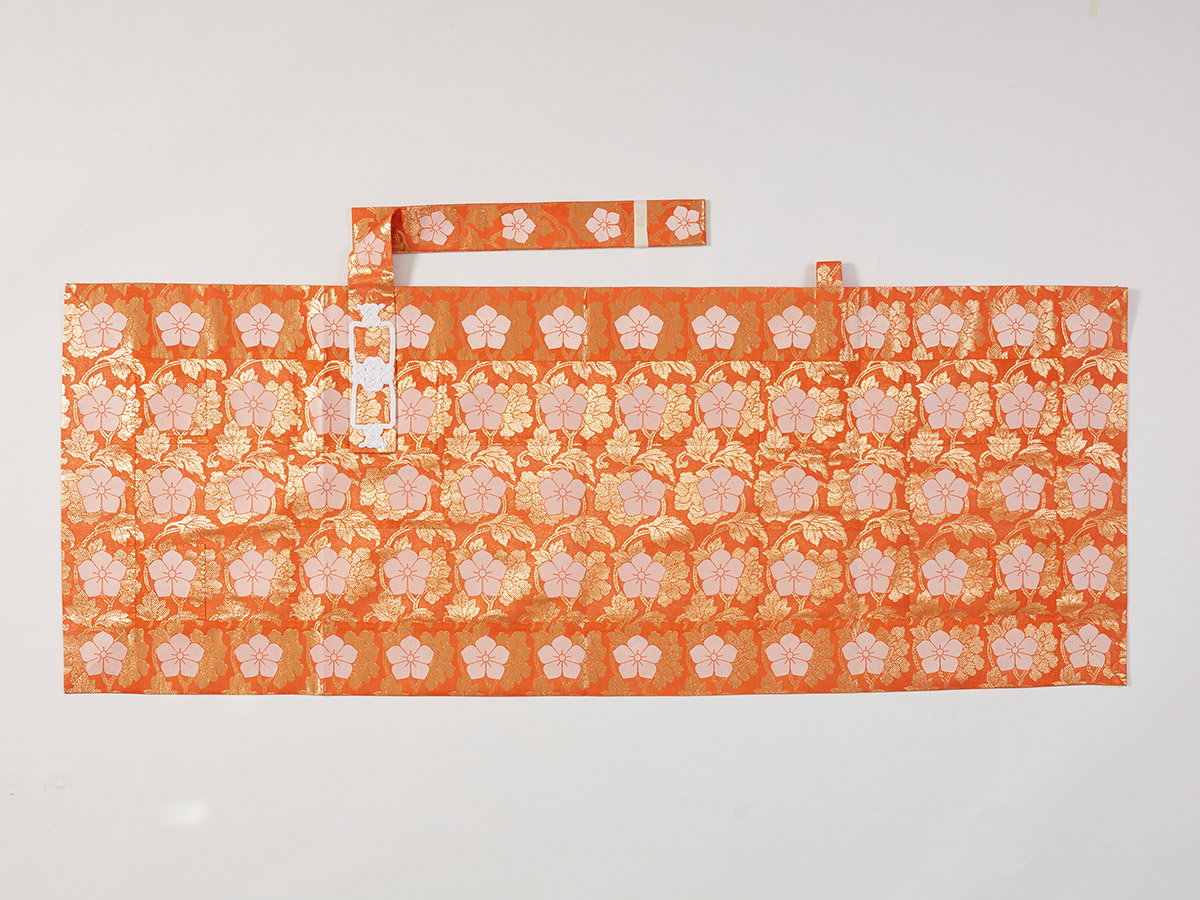 【夏用】赤絽目唐花 桔梗紋 金襴紋白五條