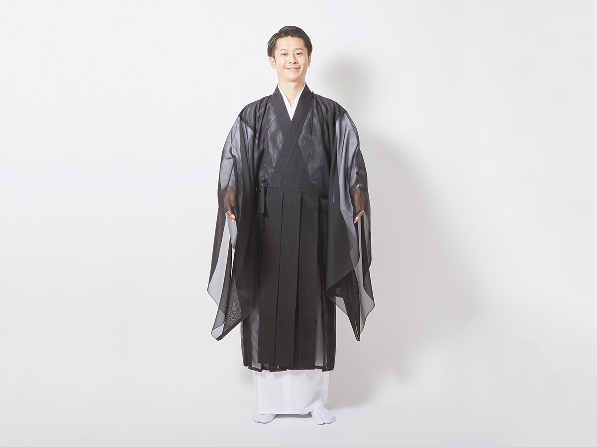 【既製品】 黒シルック紗直綴　A体　（胴回り：75～85cm）