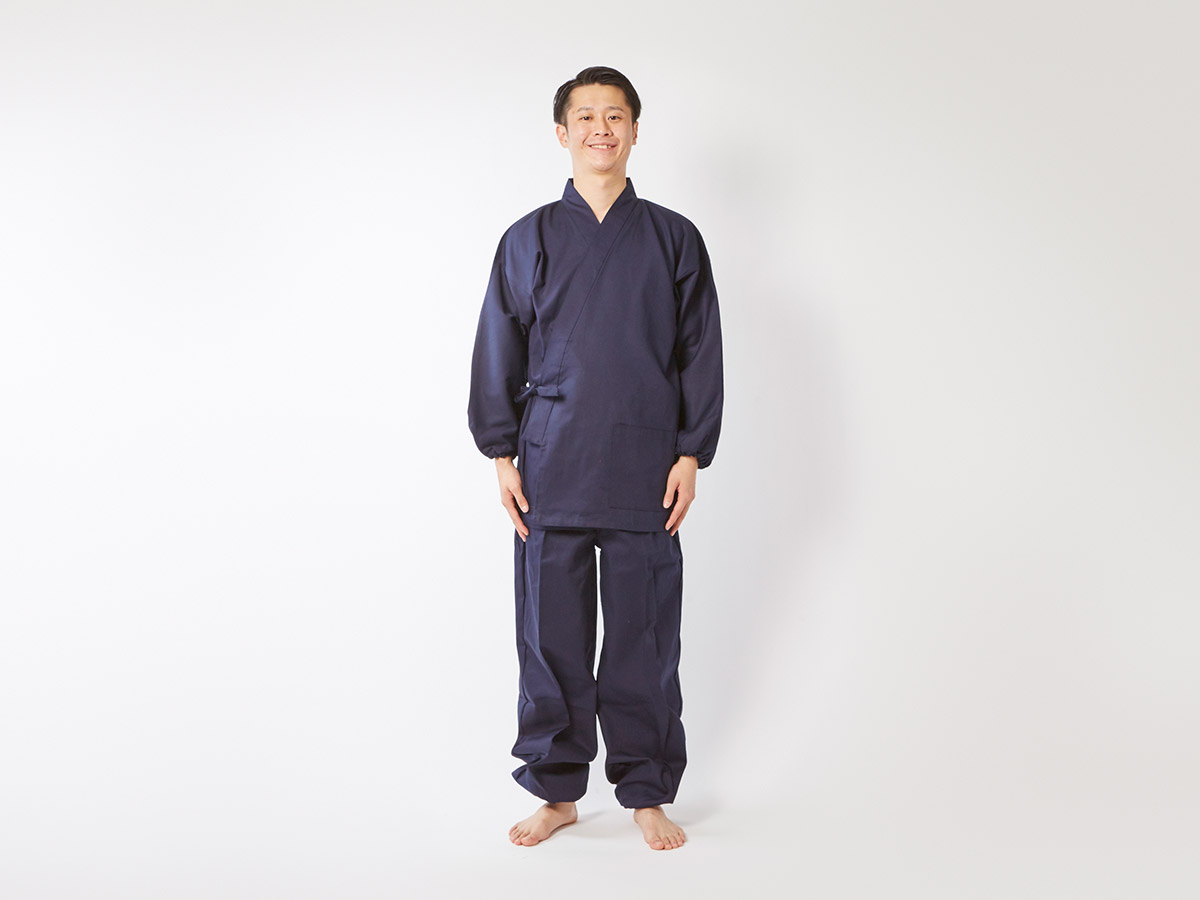 魚子織綿 作務衣