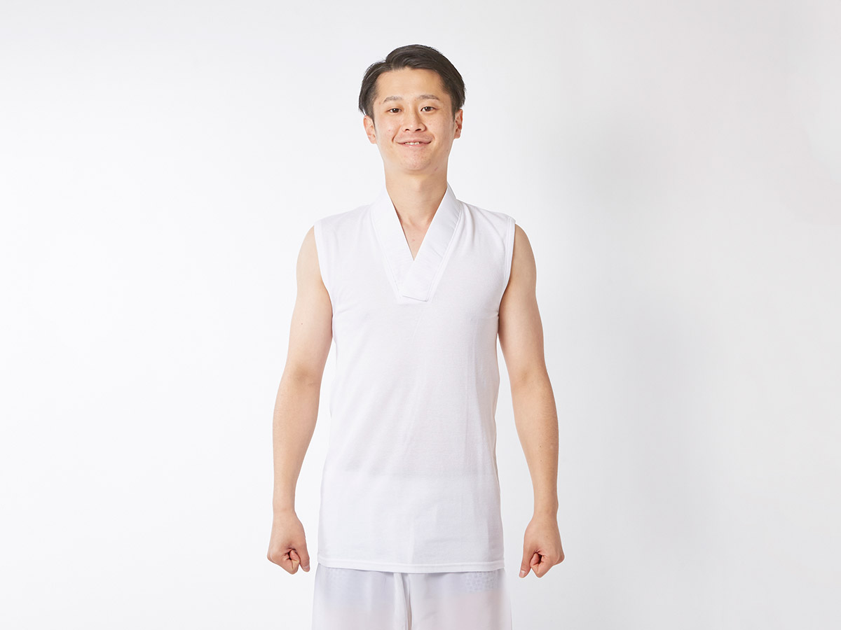 ドライメッシュTシャツ半襦袢　袖なしタイプ
